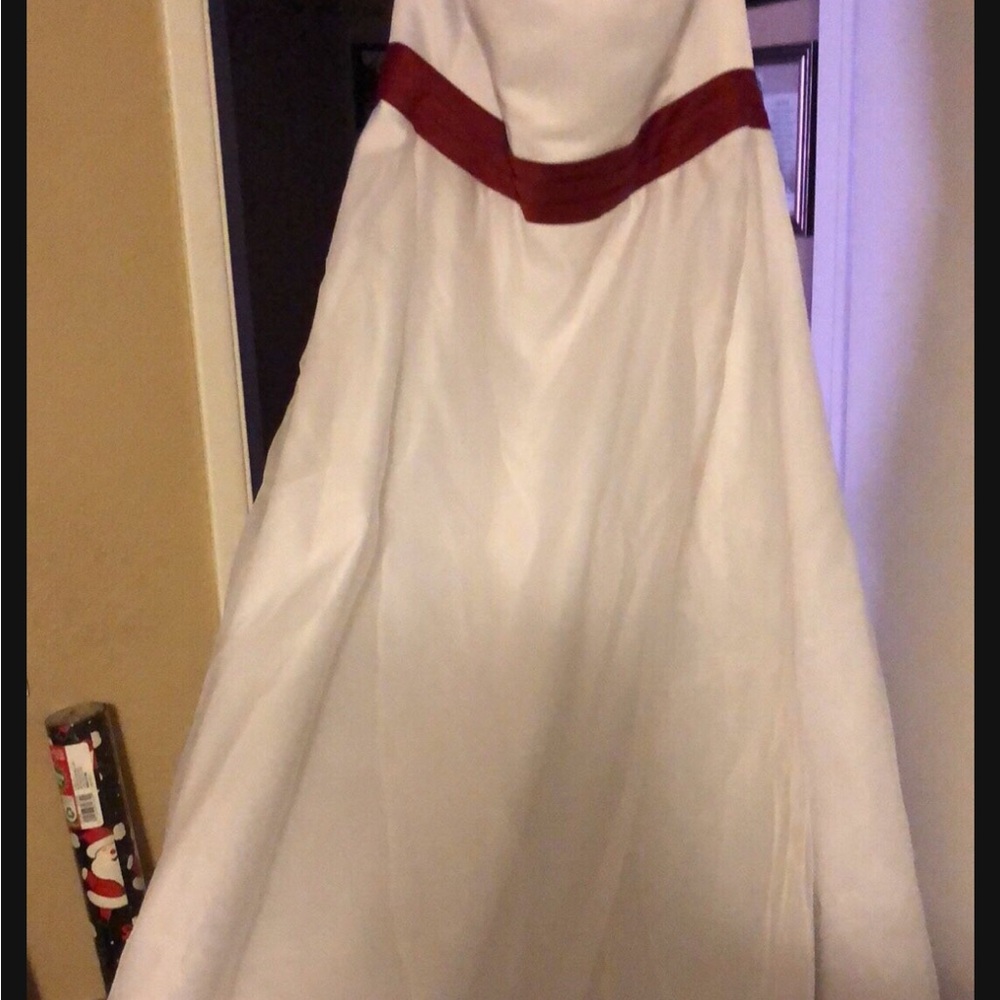David's Bridal White and Red Wedding Dress worn once